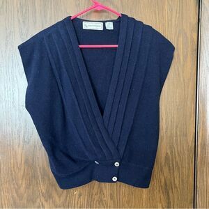 Evan Picone Rabbit and Lambswool Navy Vest